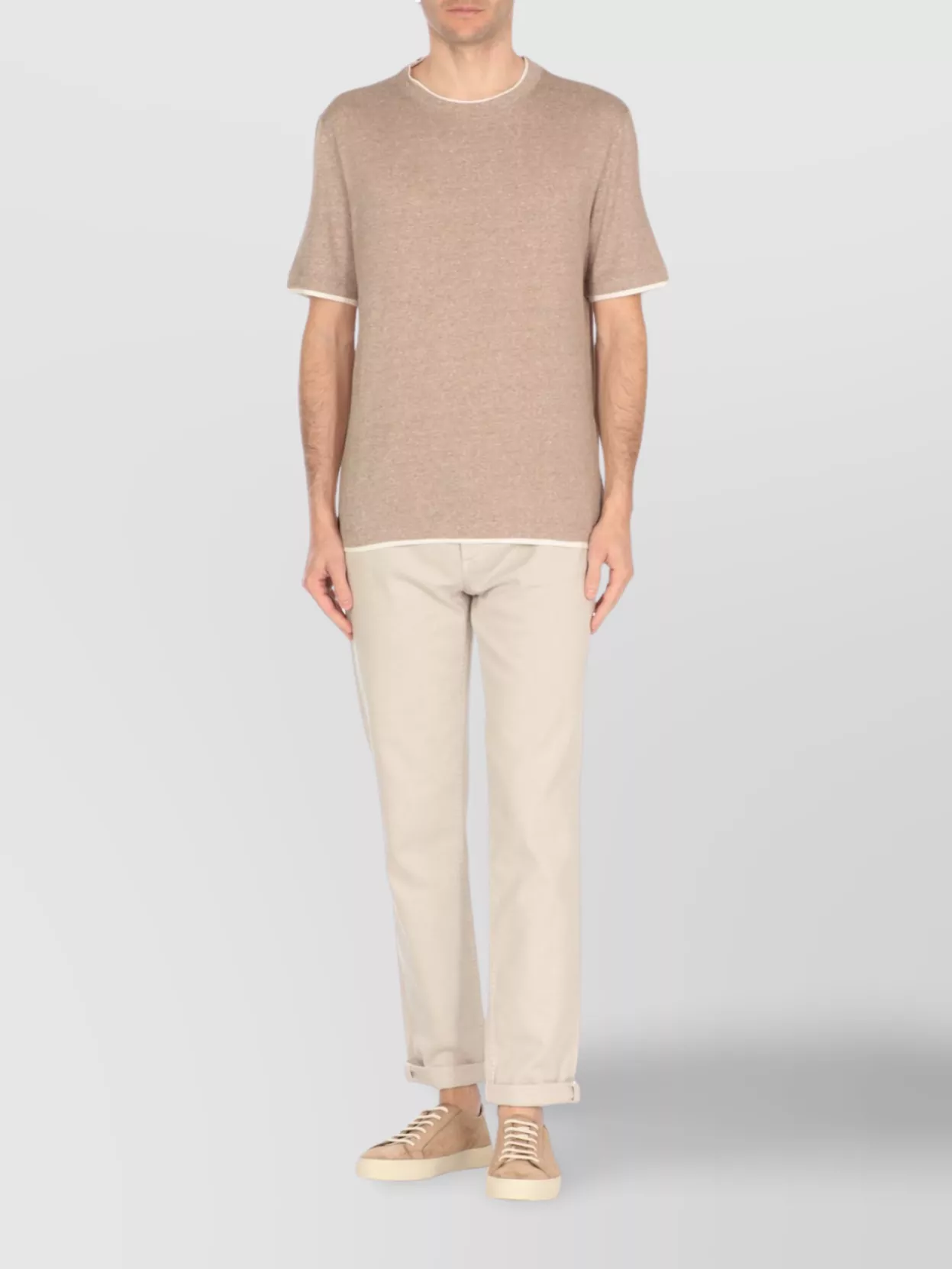 Brunello Cucinelli Short Sleeves Crew Neck T-Shirt In Cotton And Linen