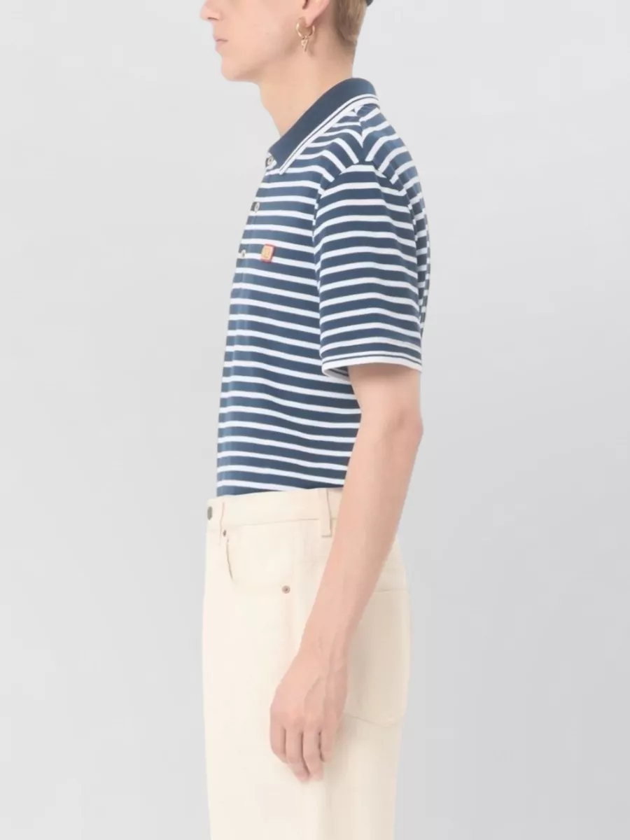 Valentino Vlogo Signature Polo Shirt Striped Pattern