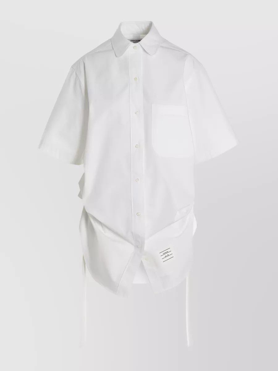 Shop Thom Browne Distinctive Logo Patch Shirt Dress In White