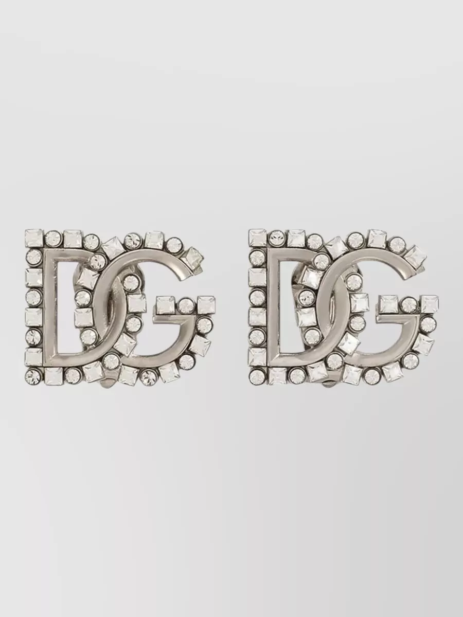 Dolce&Gabbana Crystal Detail Glass Brass Earrings Pair