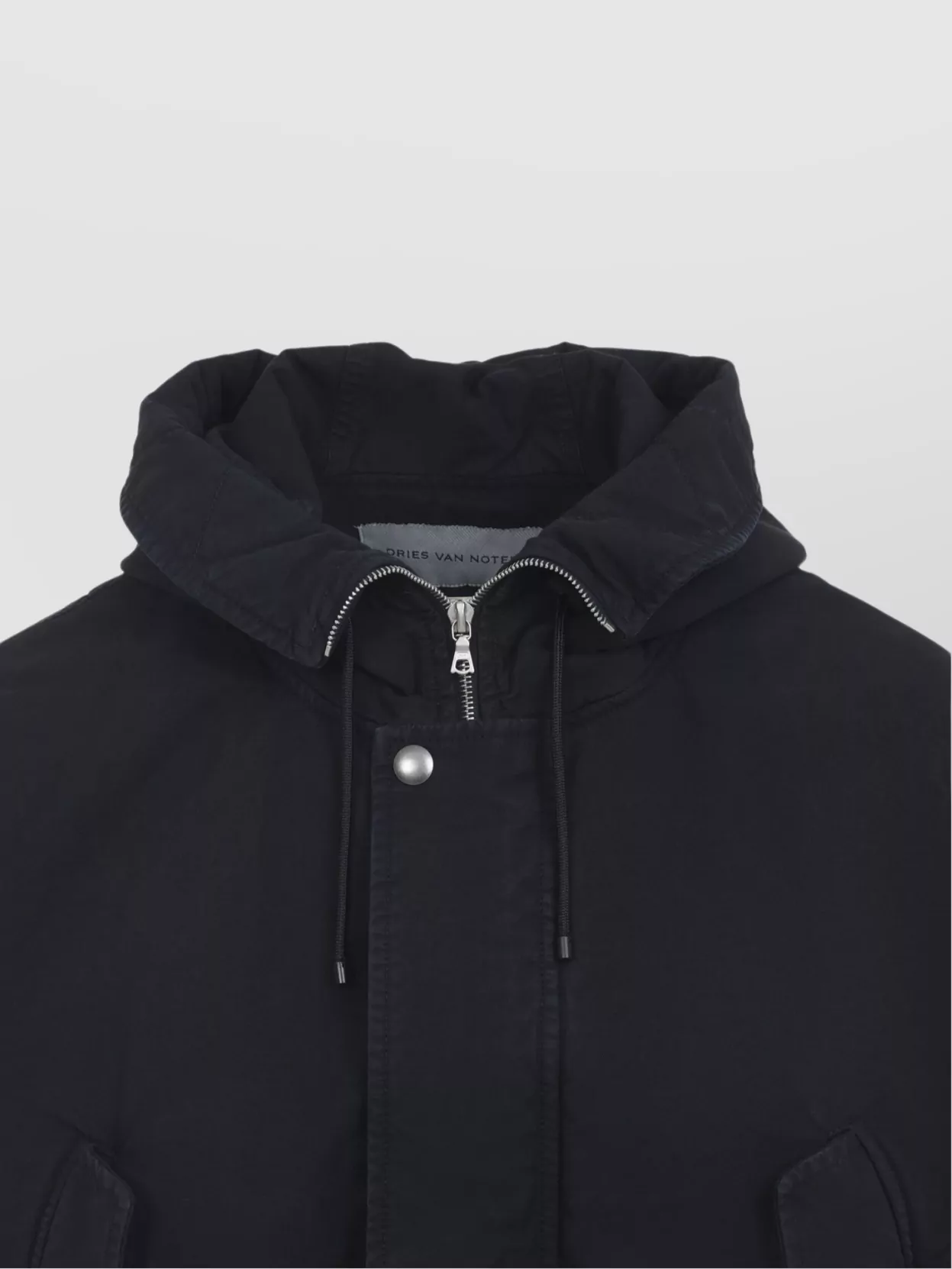 Dries Van Noten Modern Hooded Jacket Ribbed Cuffs