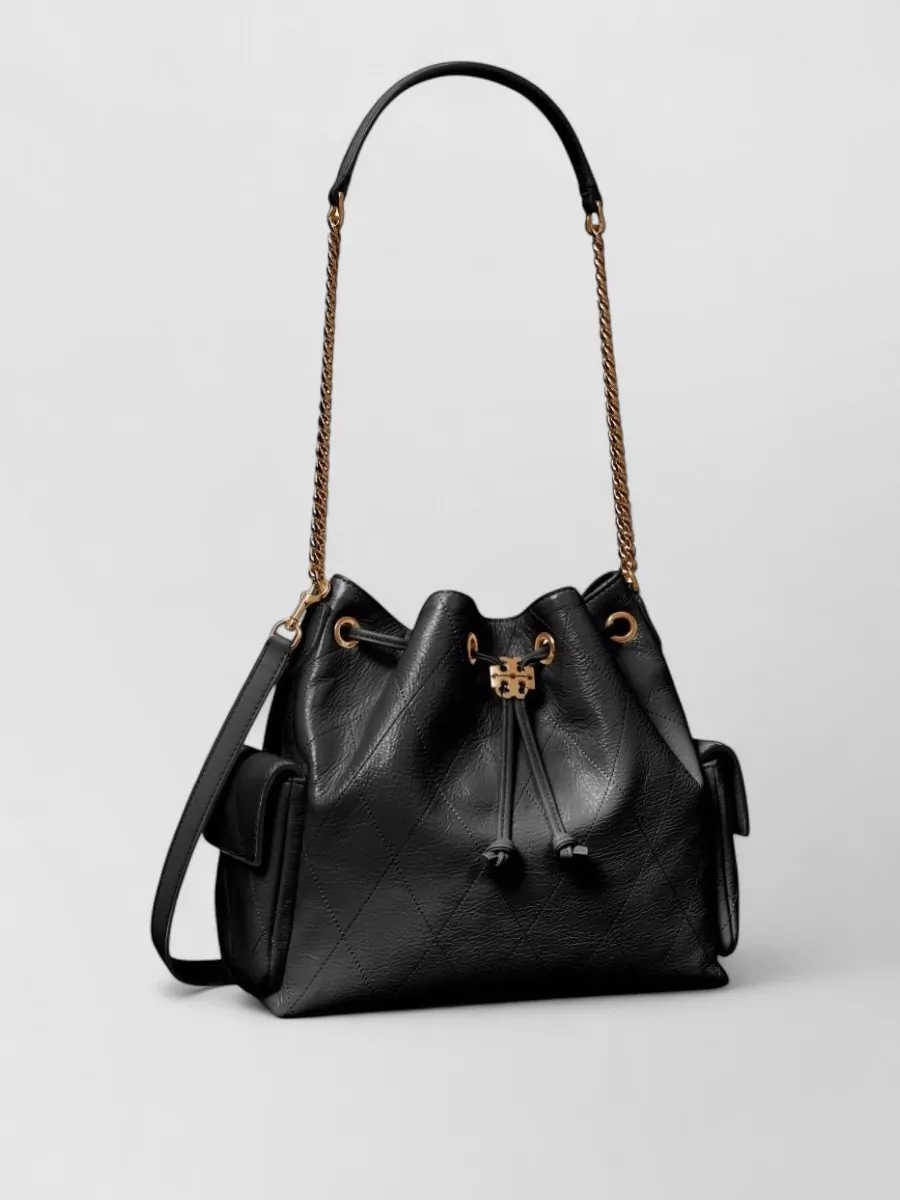 Tory Burch Na Leather Quilted Drawstring Bucket Bag