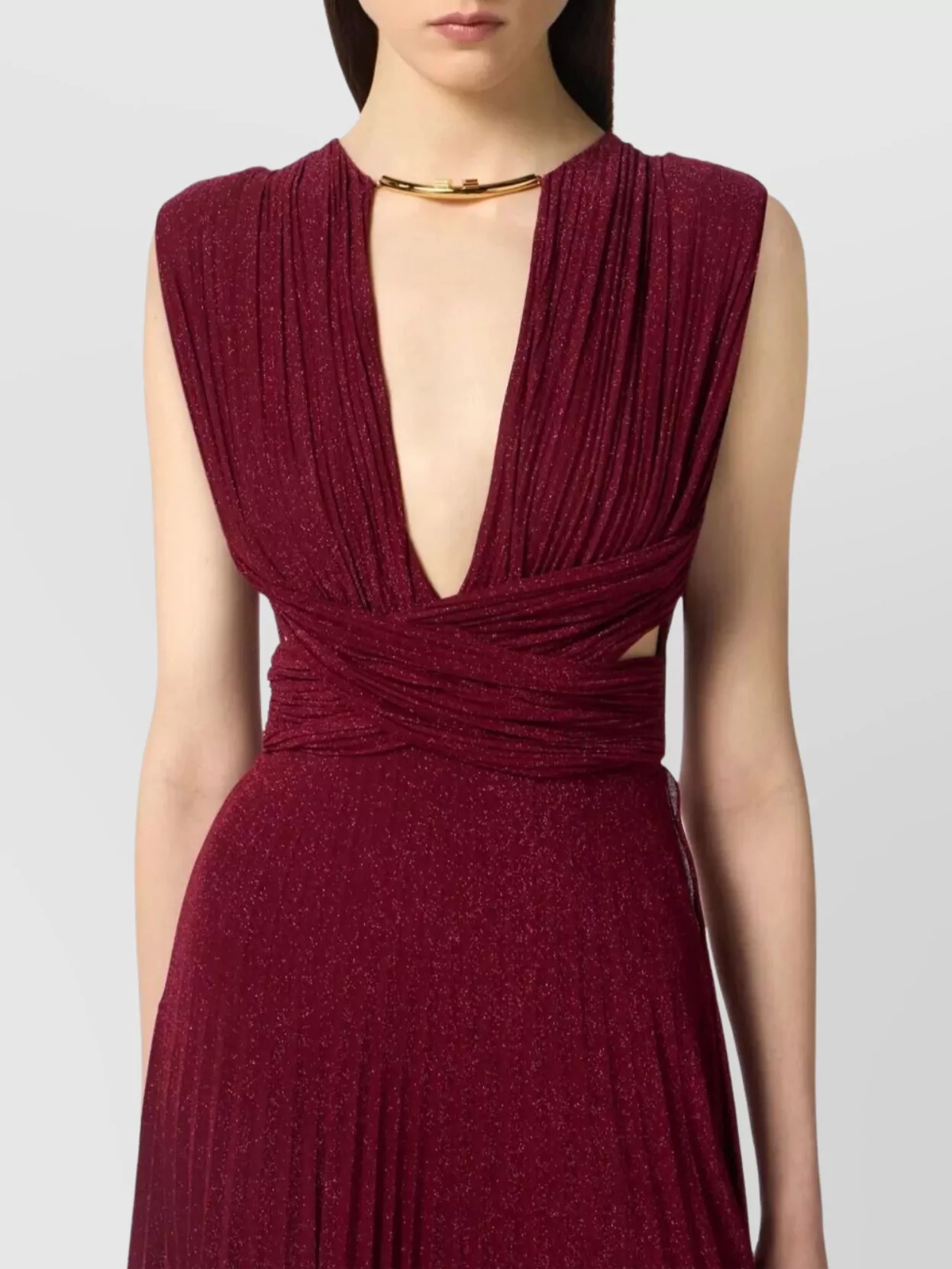 Elisabetta Franchi Lurex Jersey Dress Deep V-Neckline