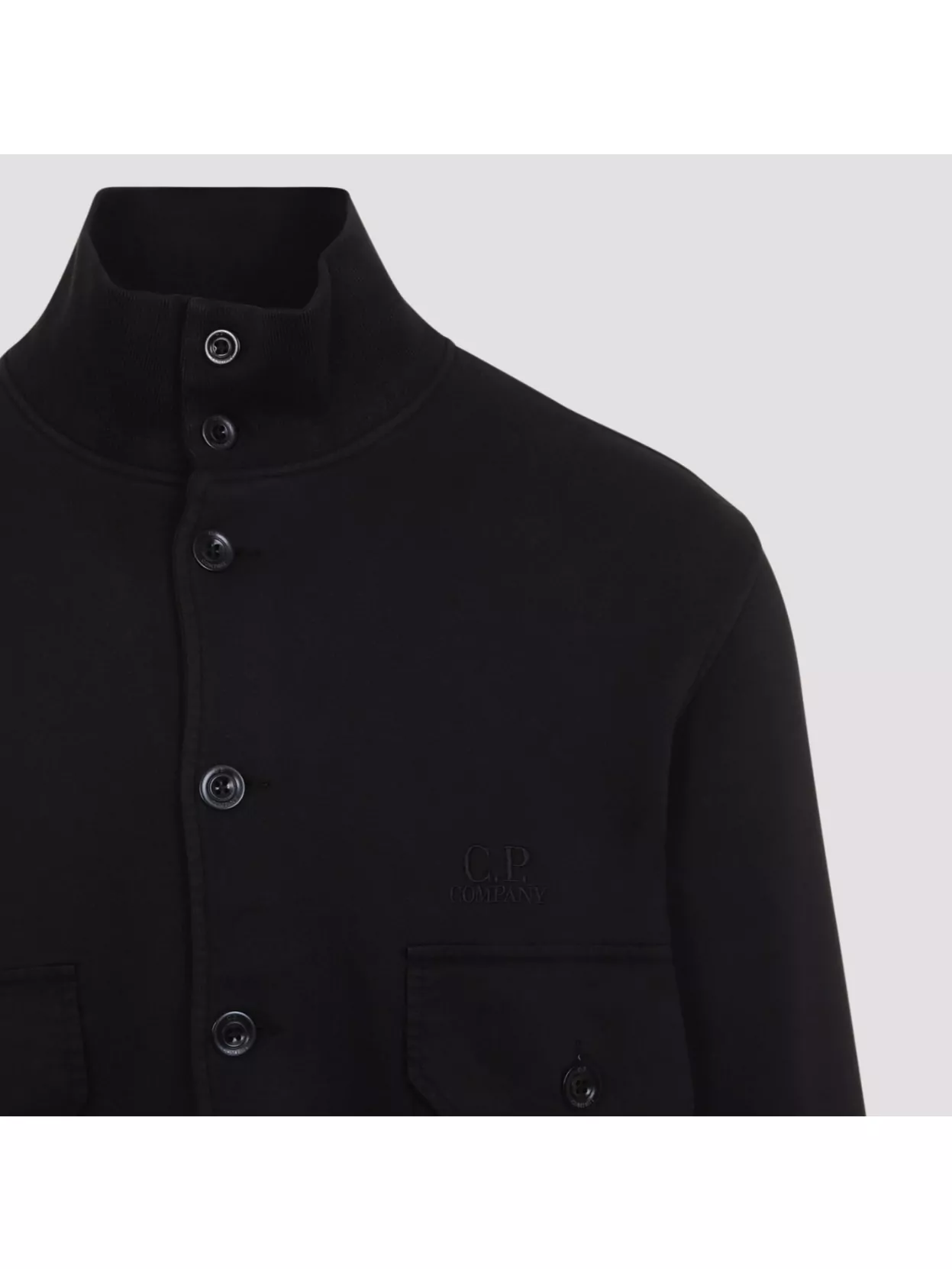 C.p. Company Full Button Sweatshirt With Cotton Poplin Pockets