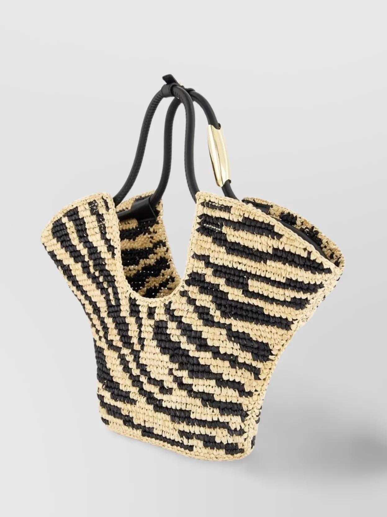 Zimmermann Womens Black Zebra Goldemtine Small Raffia Tote Bag
