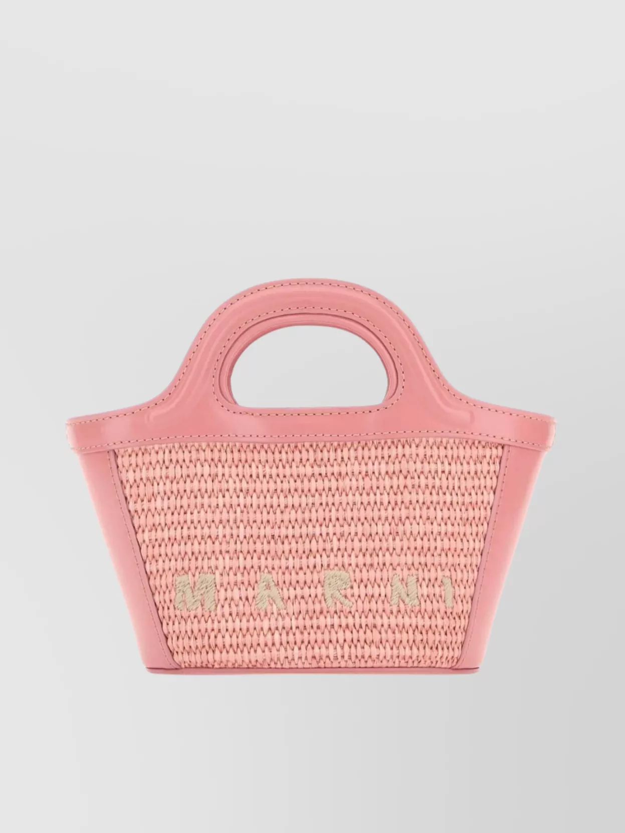Shop Marni Small Summer Handbag With Woven Texture And Cut-out Handles In Pink
