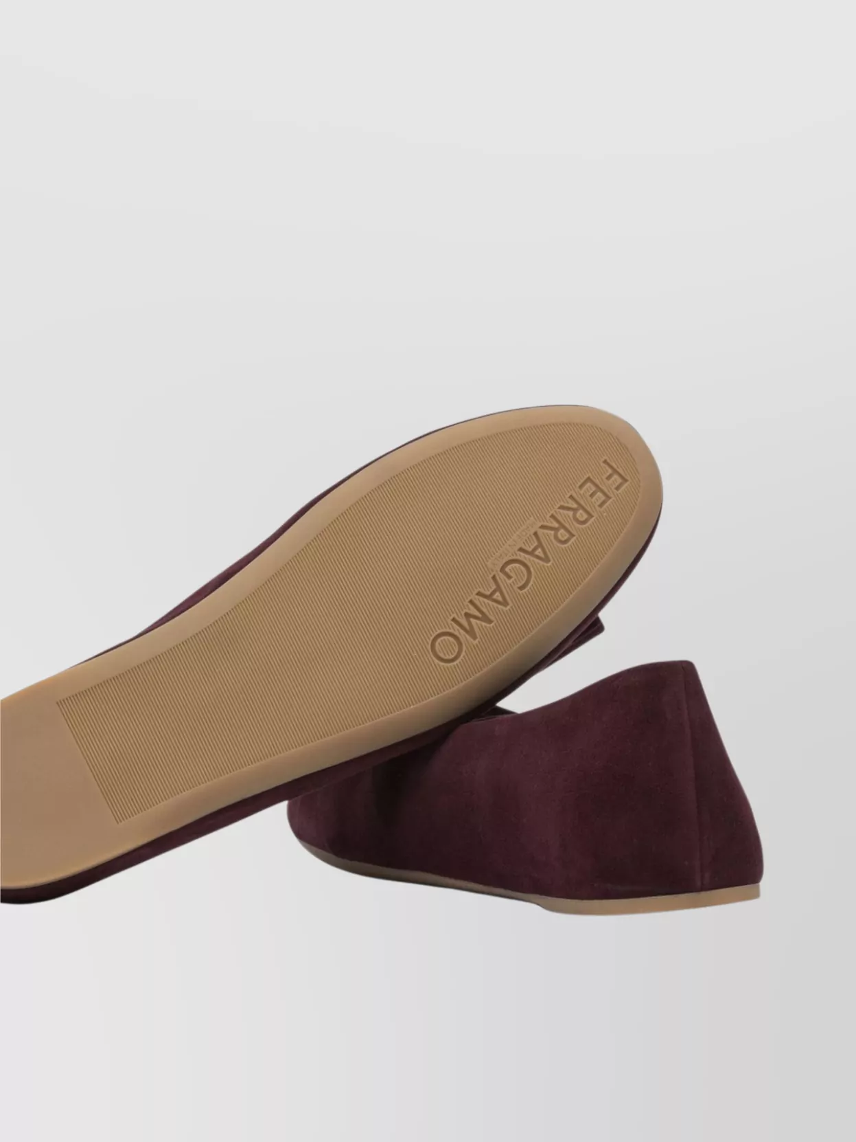 Ferragamo Bow Detail Flat Sole Ballerina Shoes In Burgundy