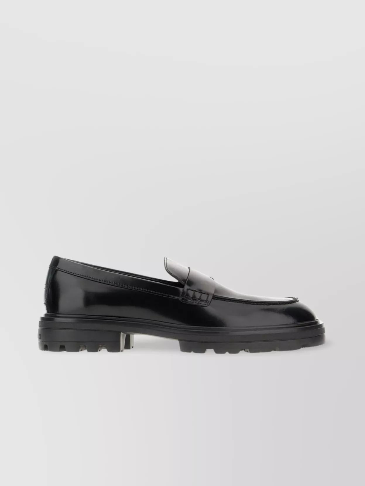 Hogan Leather Loafers With Round Toe And Rubber Sole