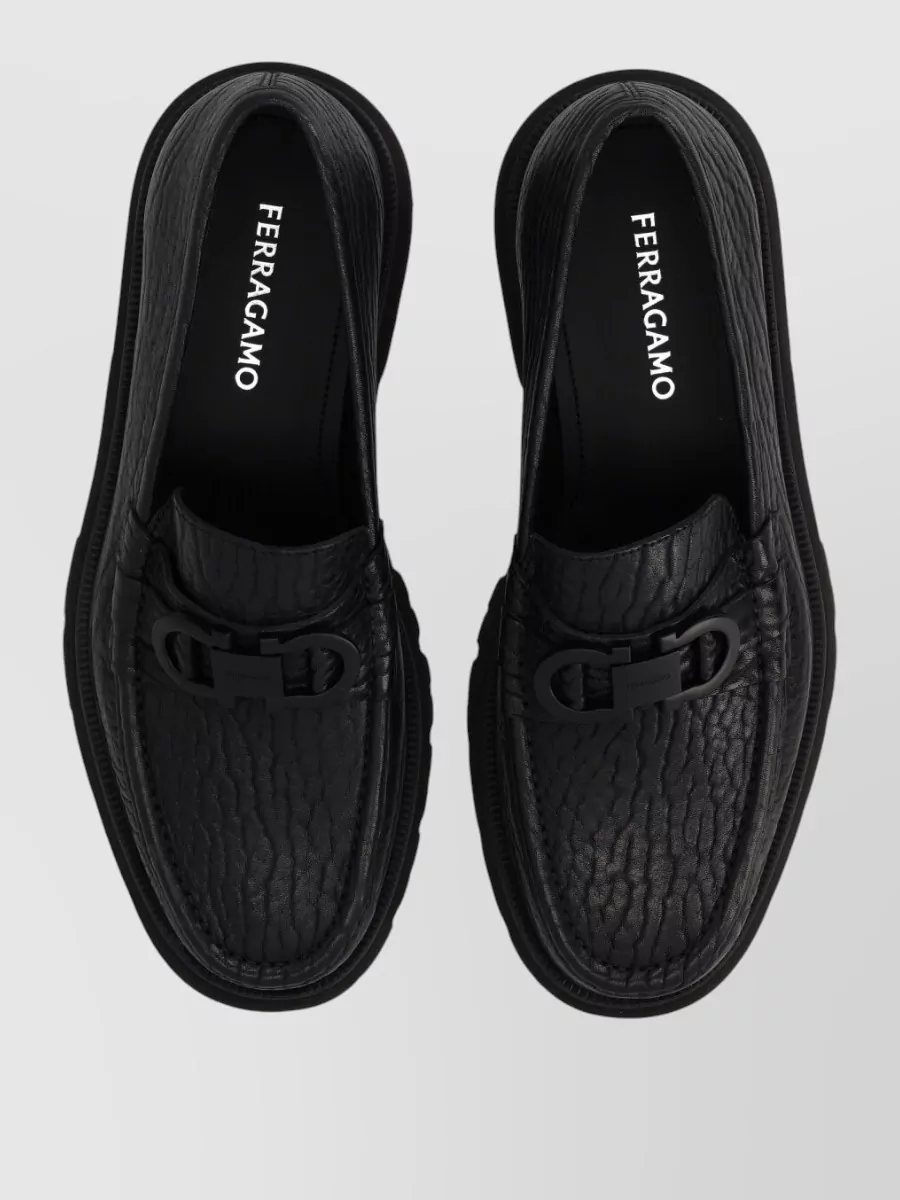 Ferragamo Loafers Chunky Sole Round Toe Design