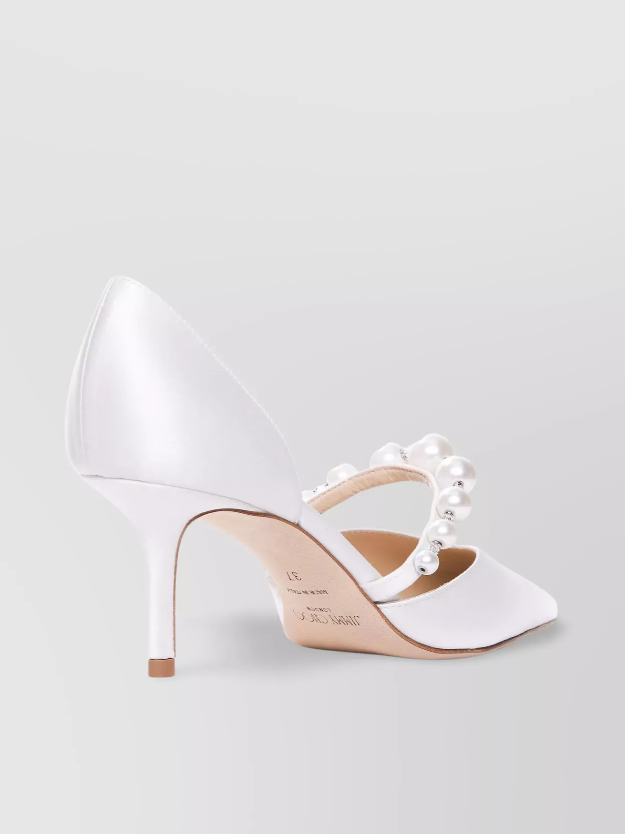Jimmy Choo High Heel Pumps Pearl Embellishments In White
