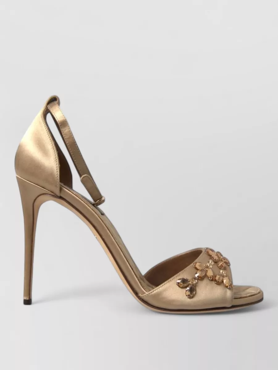 Dolce&Gabbana Silk Crystal Embellished Ankle Strap Sandals