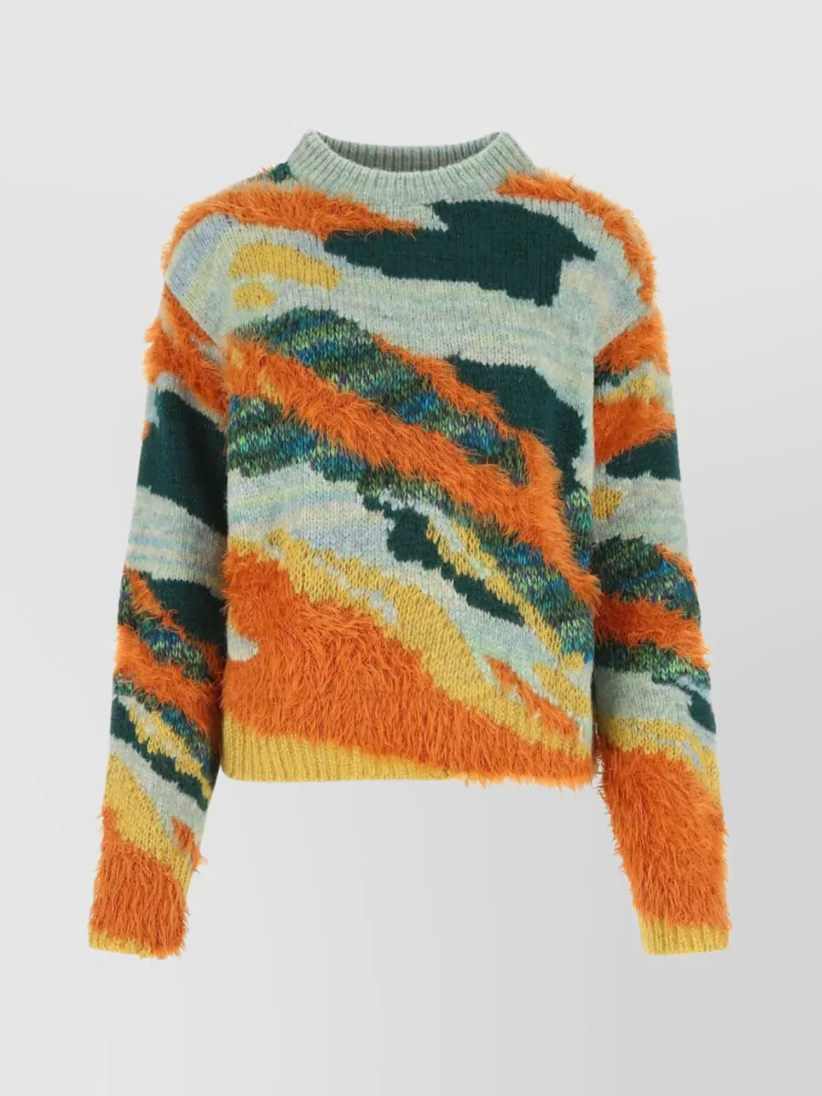 Shop Koché Textured Knit Fringe Sweater In Orange
