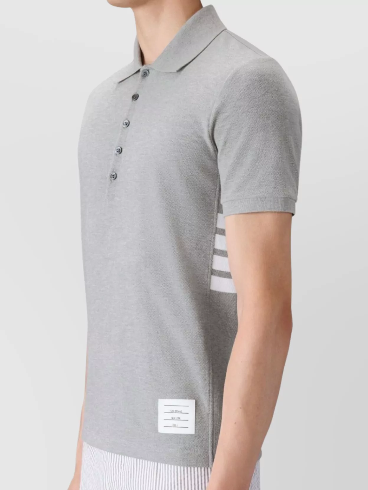 Thom Browne Panelled Cotton Polo Shirt With Short Sleeves