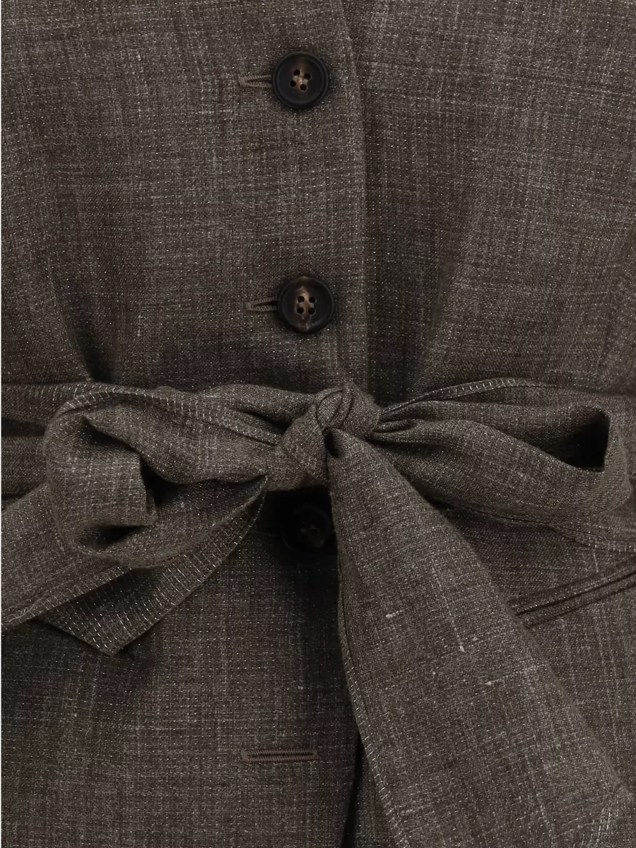 Brunello Cucinelli Linen Belted V-Neck Vest