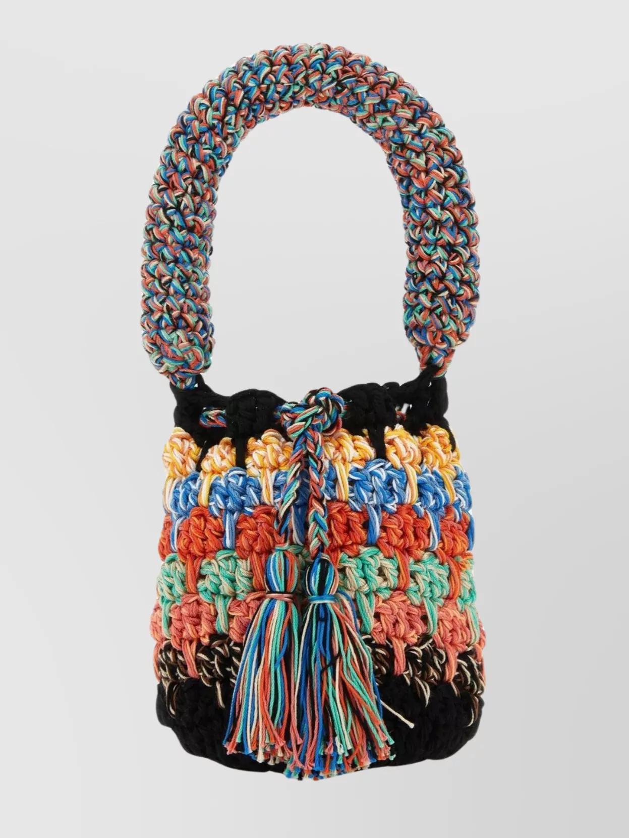 Shop Alanui Crochet Handbag With Round Handle And Tassel Detail
