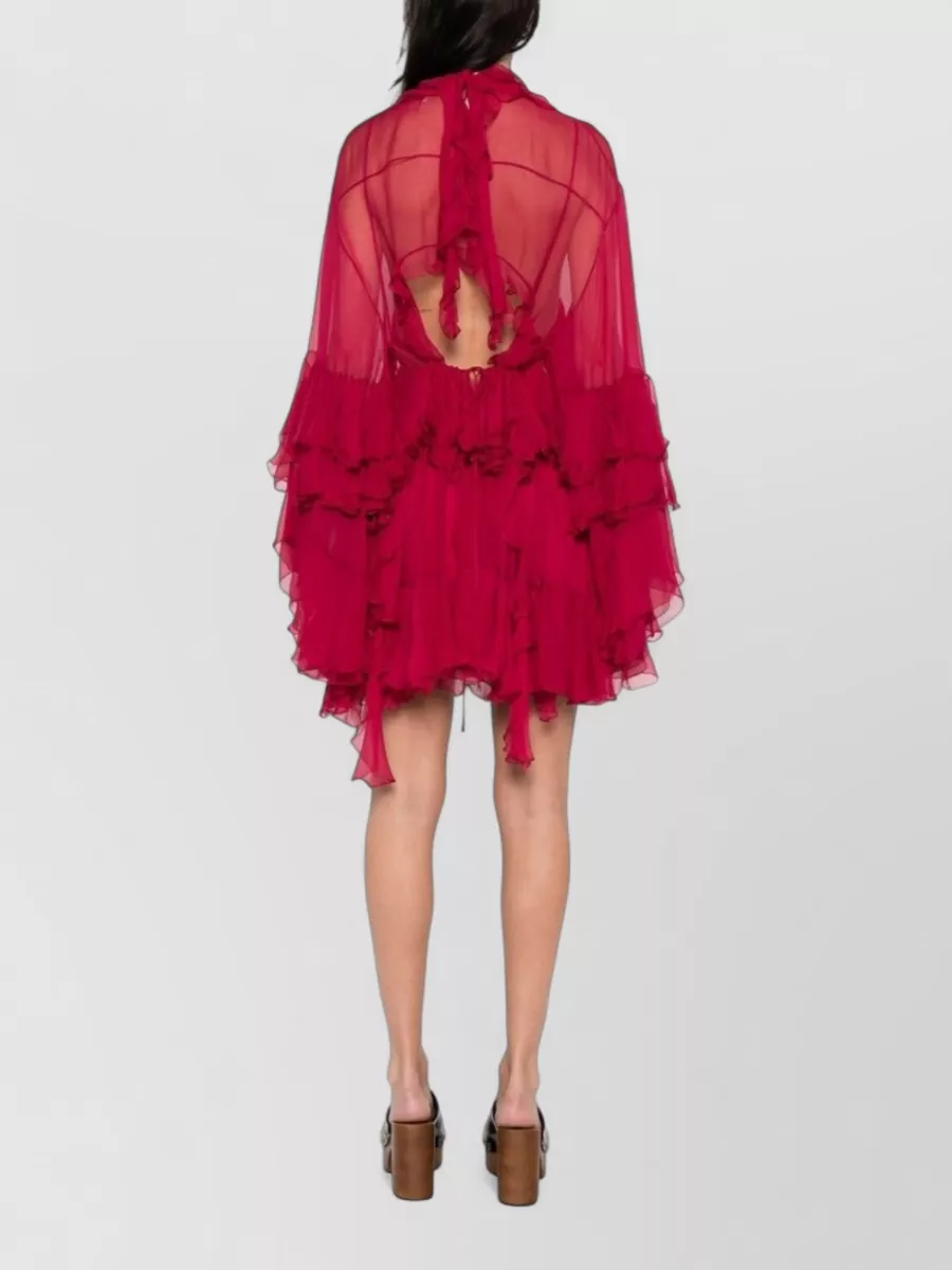 Chloé Layered Open Back Knee Length Dress