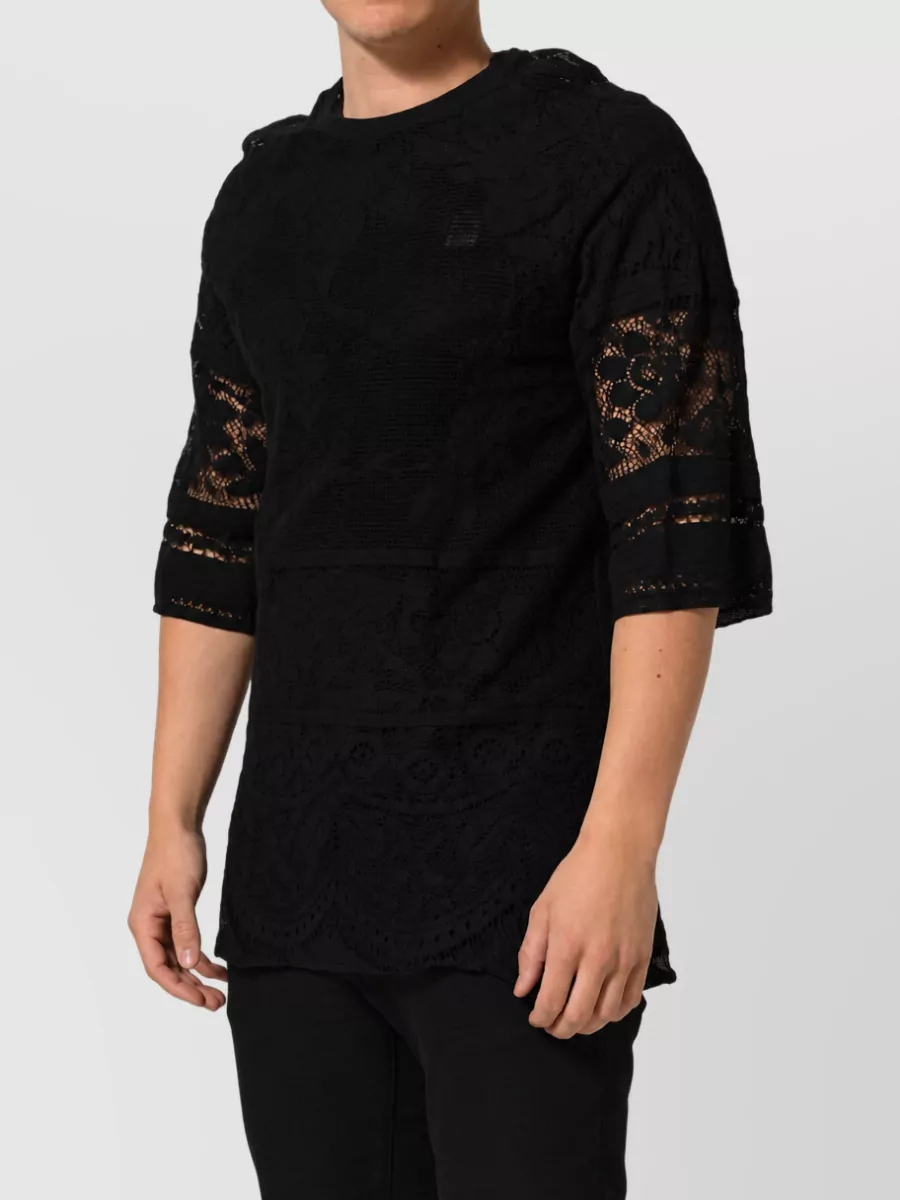 Dolce&Gabbana Floral Lace Crew Neck T-Shirt