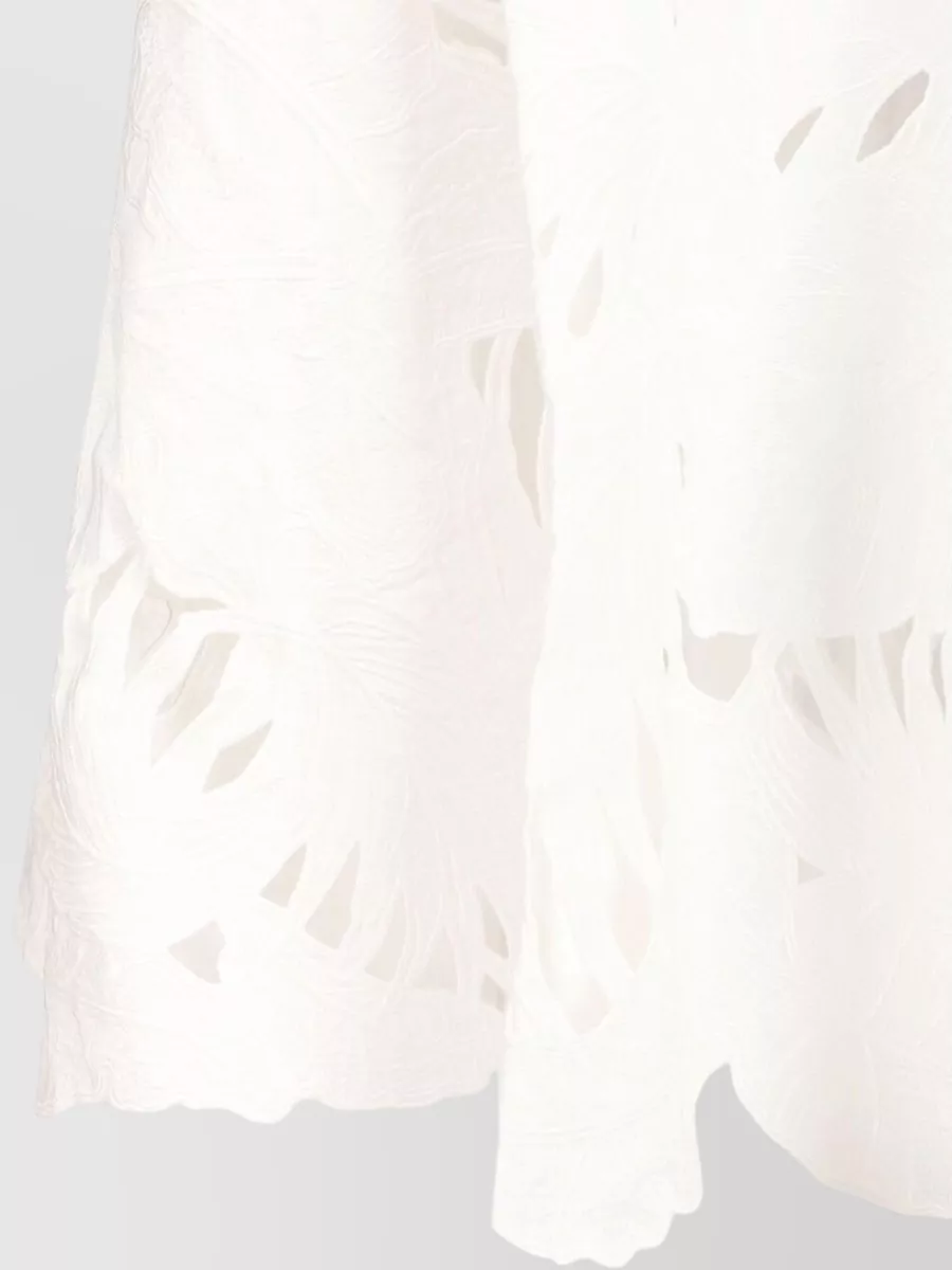 Zimmermann Embroidered Cutout Cotton Midi Skirt