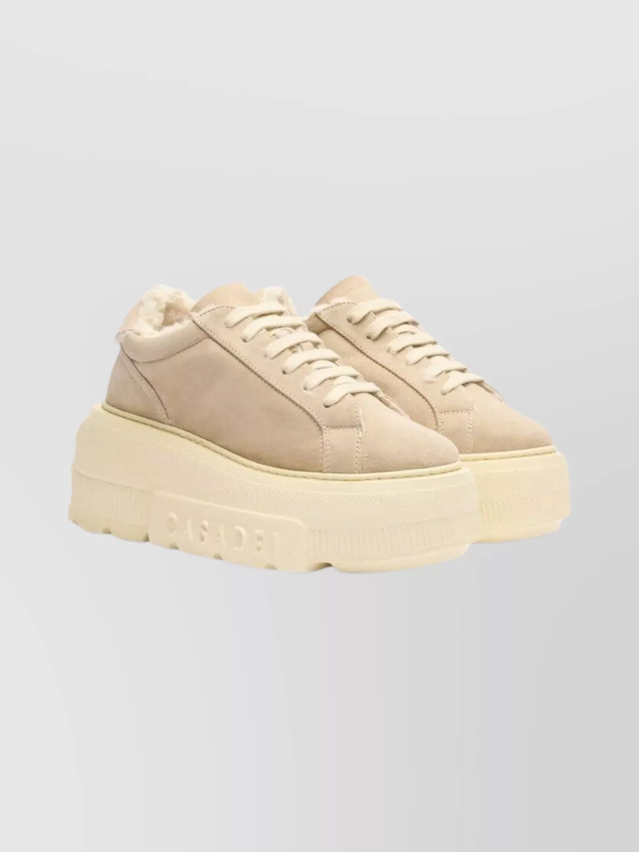 Casadei Stylish Platform Sneakers Round Toe In Neutral