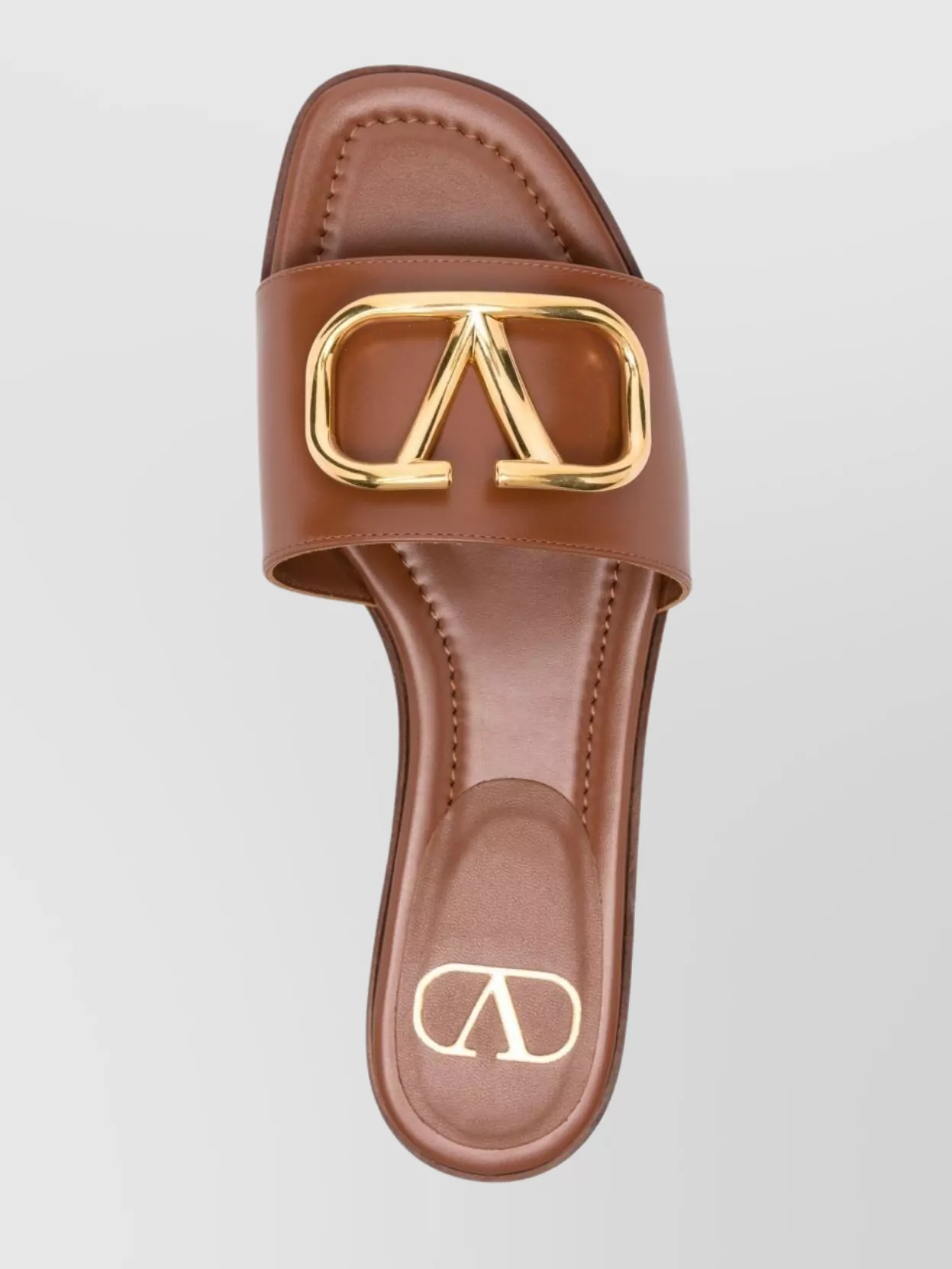 Valentino Flat Sole Open Toe Leather Sandals