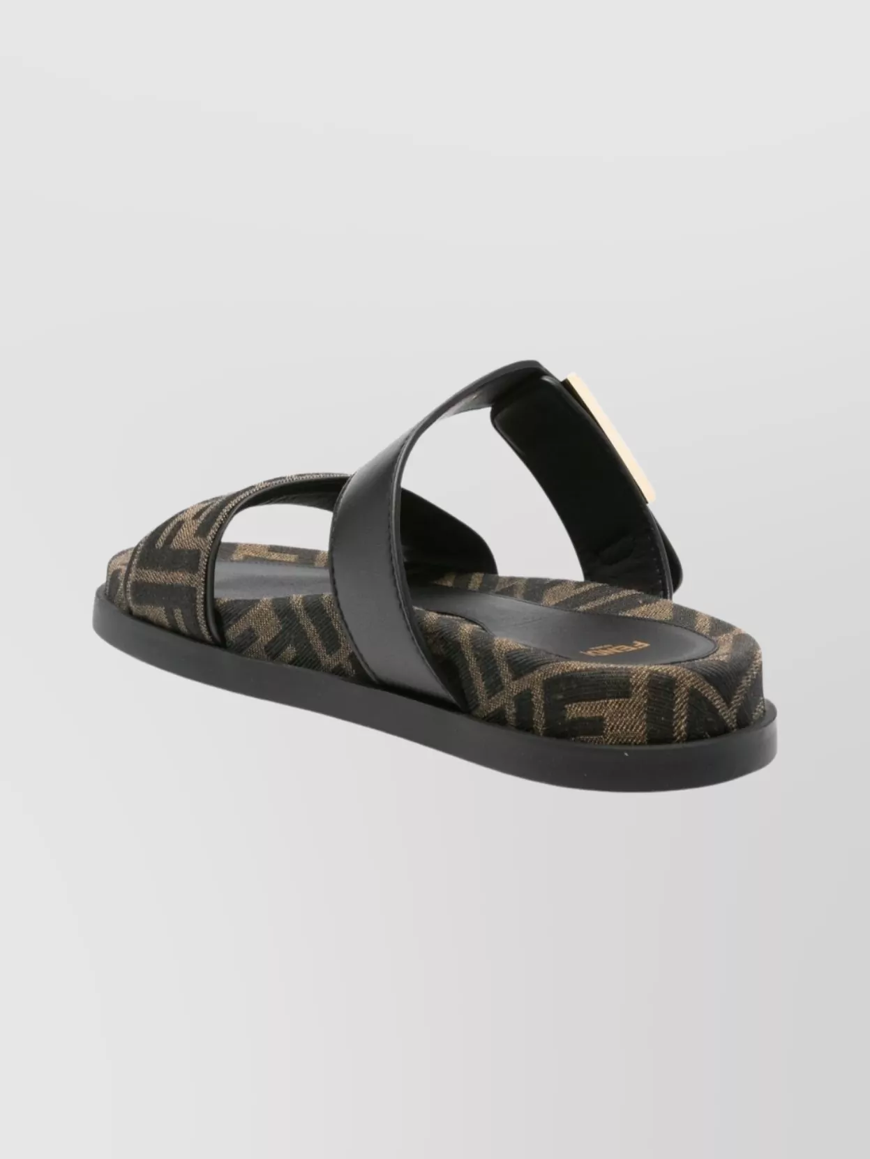 Fendi Leather Sandals With Double Strap And Buckle In Black