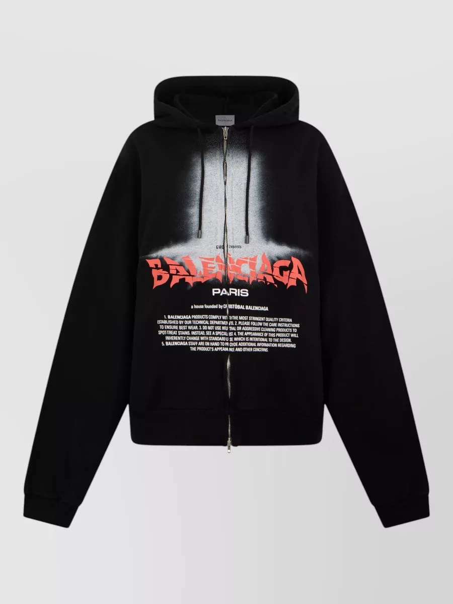 Balenciaga Cotton Printed Zip Hoodie