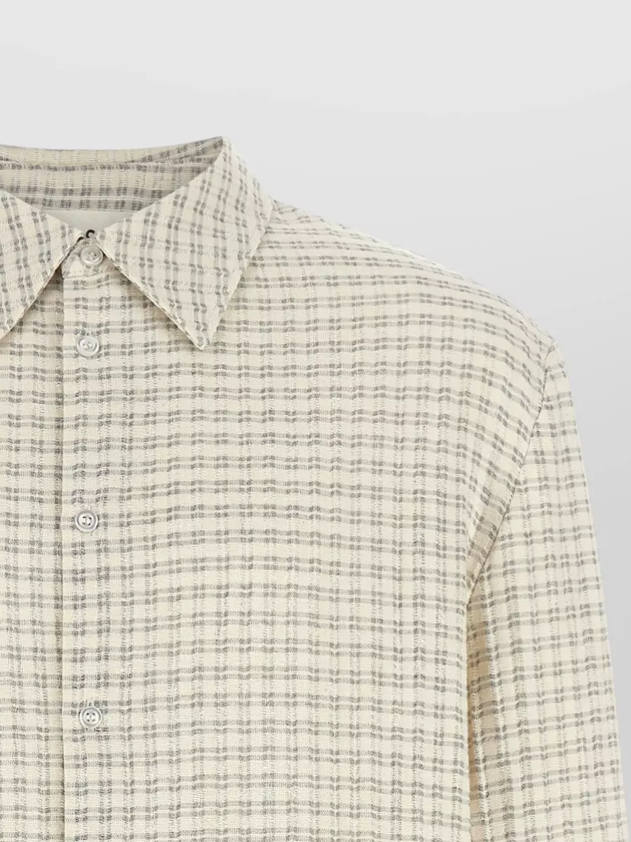 Séfr Checked Seersucker Long-Sleeve Shirt