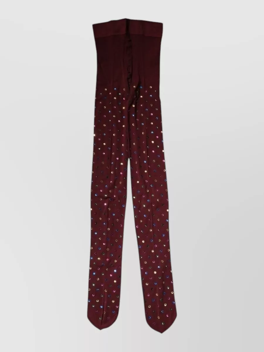 Dolce & Gabbana Nylon Crystal Embellished Pantyhose Tights In Orange