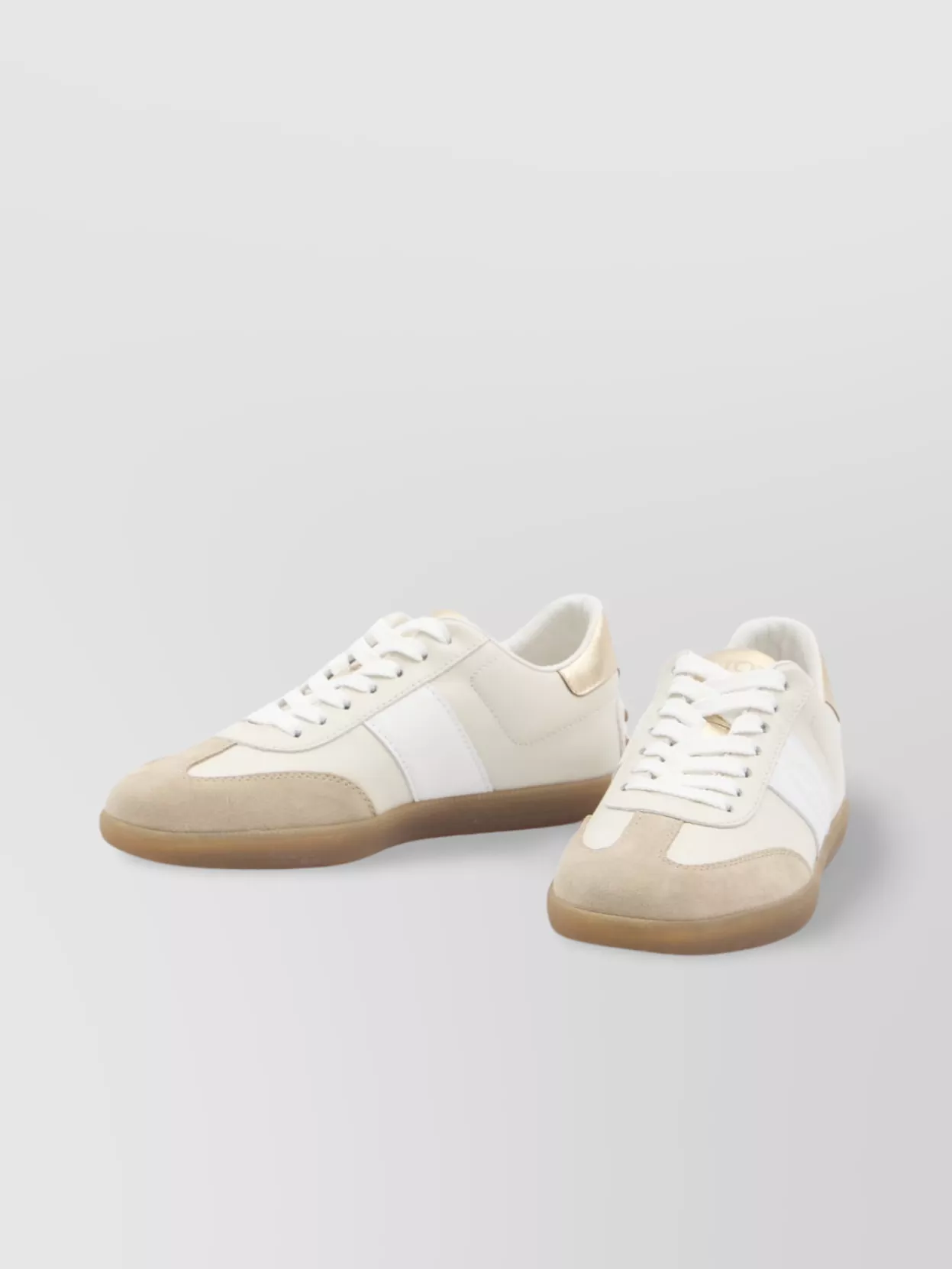 Tod's Leather Sneakers With Golden Heel Detail In White