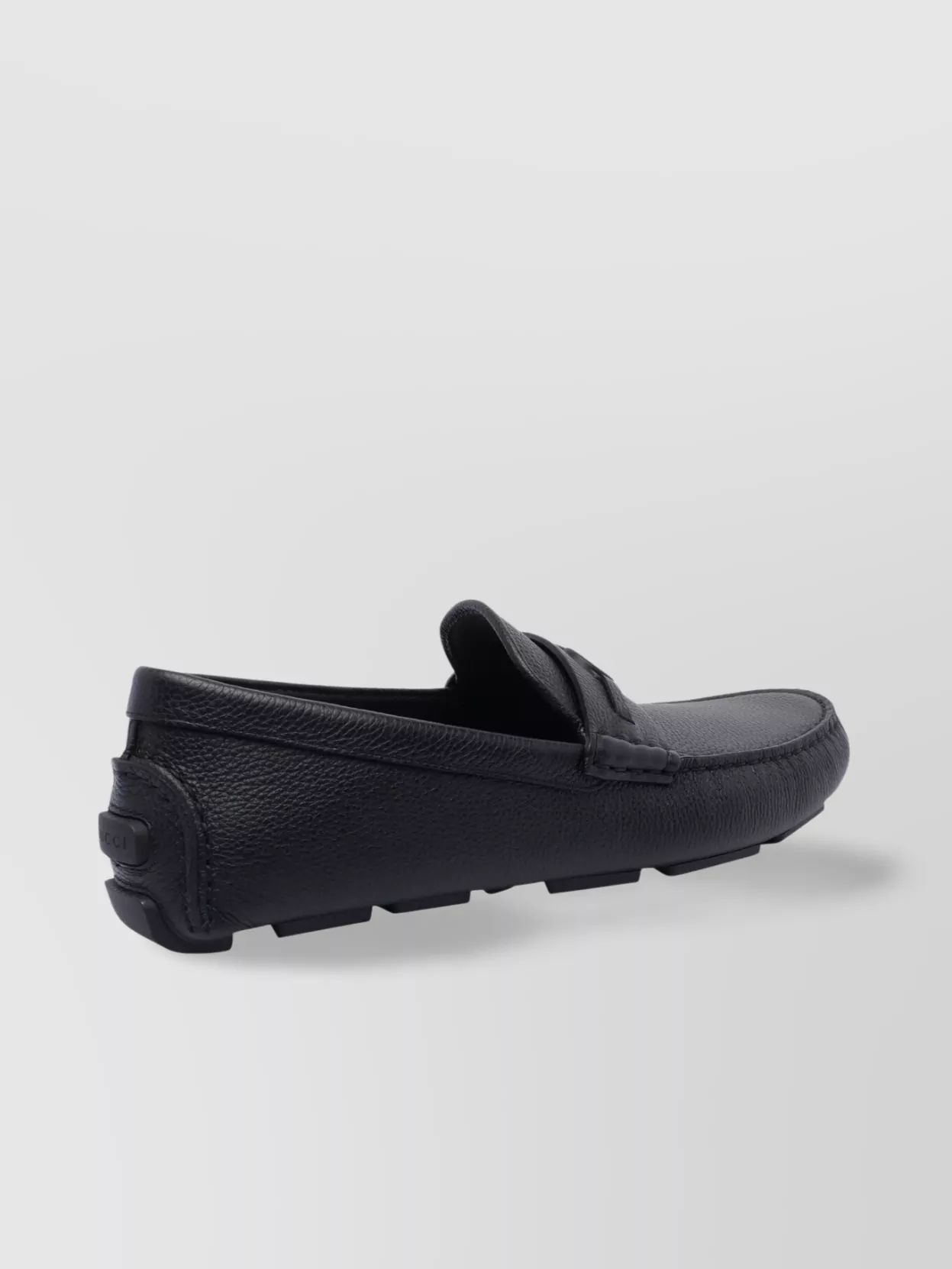 Gucci Pebbled Leather Driver Loafers With Rubber Sole