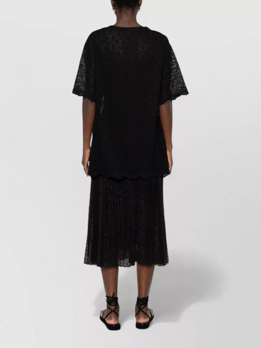 Ermanno Scervino Lace Top Short Sleeves Sheer Scalloped Hem