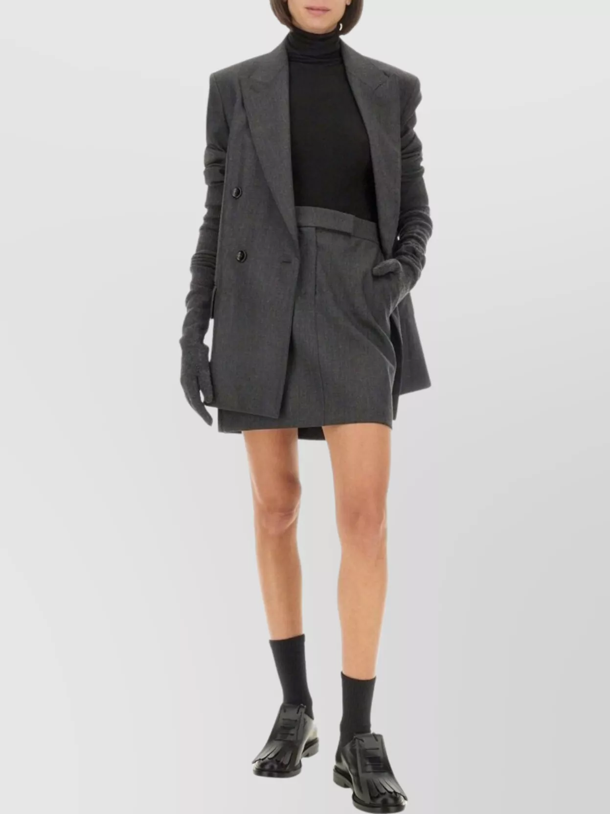 Max Mara Longline Jacket With Button Design And Flap Pockets In Gray