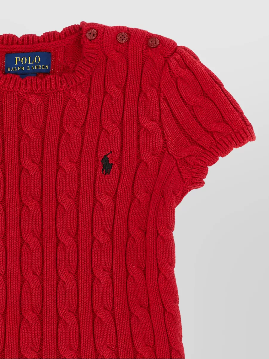 Polo Ralph Lauren Braided Knit Short-Sleeve Knitted Dress