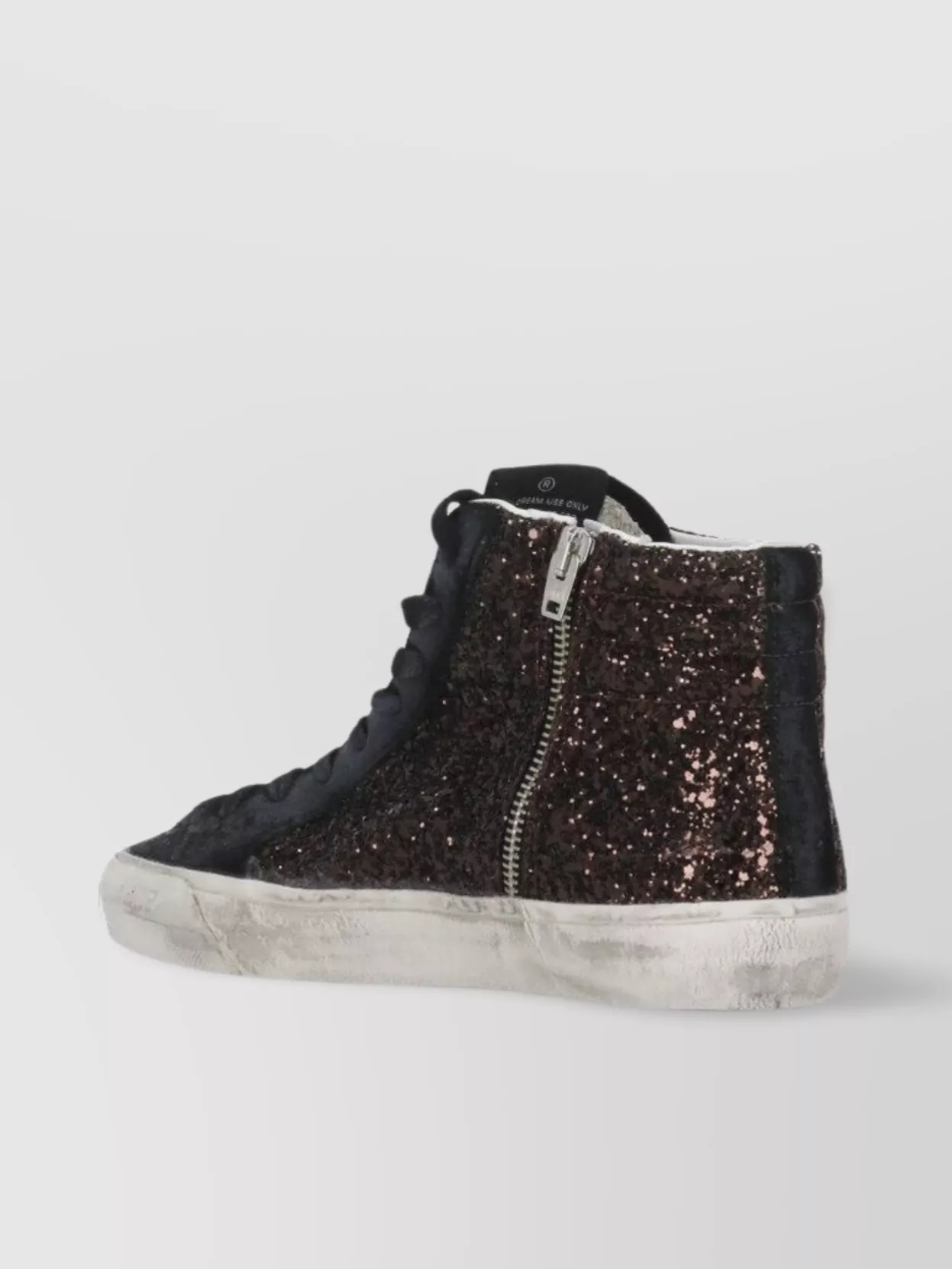 Golden Goose Leather High Top Sneakers Glitter Detail In Black