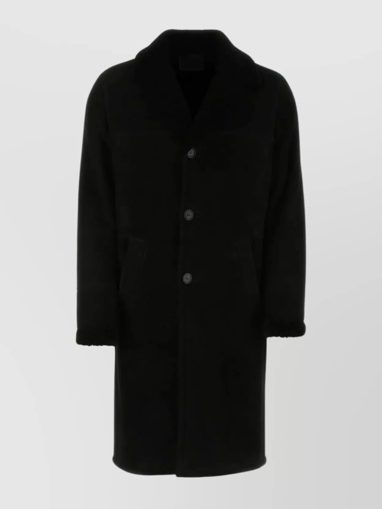 Shop Prada Shearling Coat With Front Flap Pockets