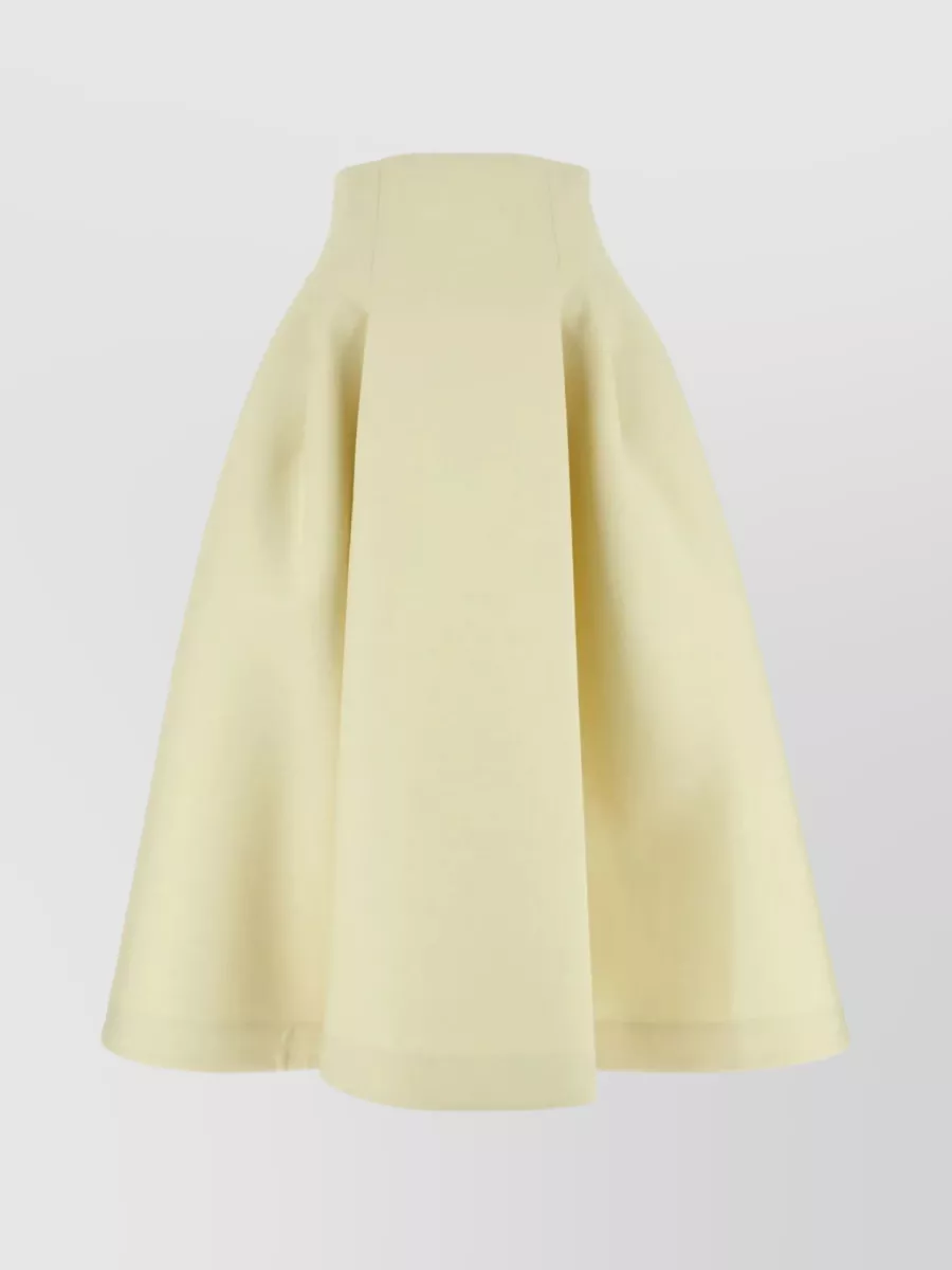 Shop Bottega Veneta Elevated Wool A-line Midi Skirt In Beige