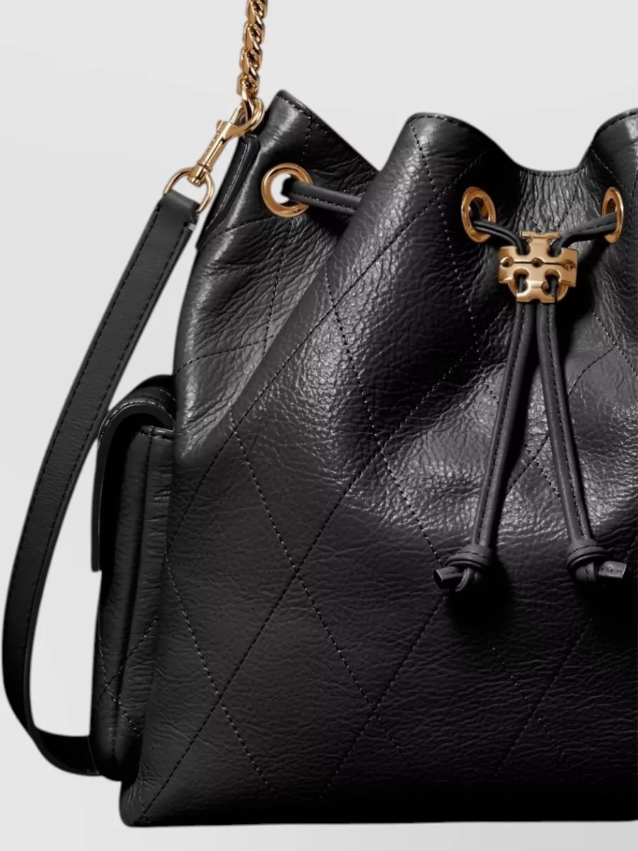 Tory Burch Na Leather Quilted Drawstring Bucket Bag