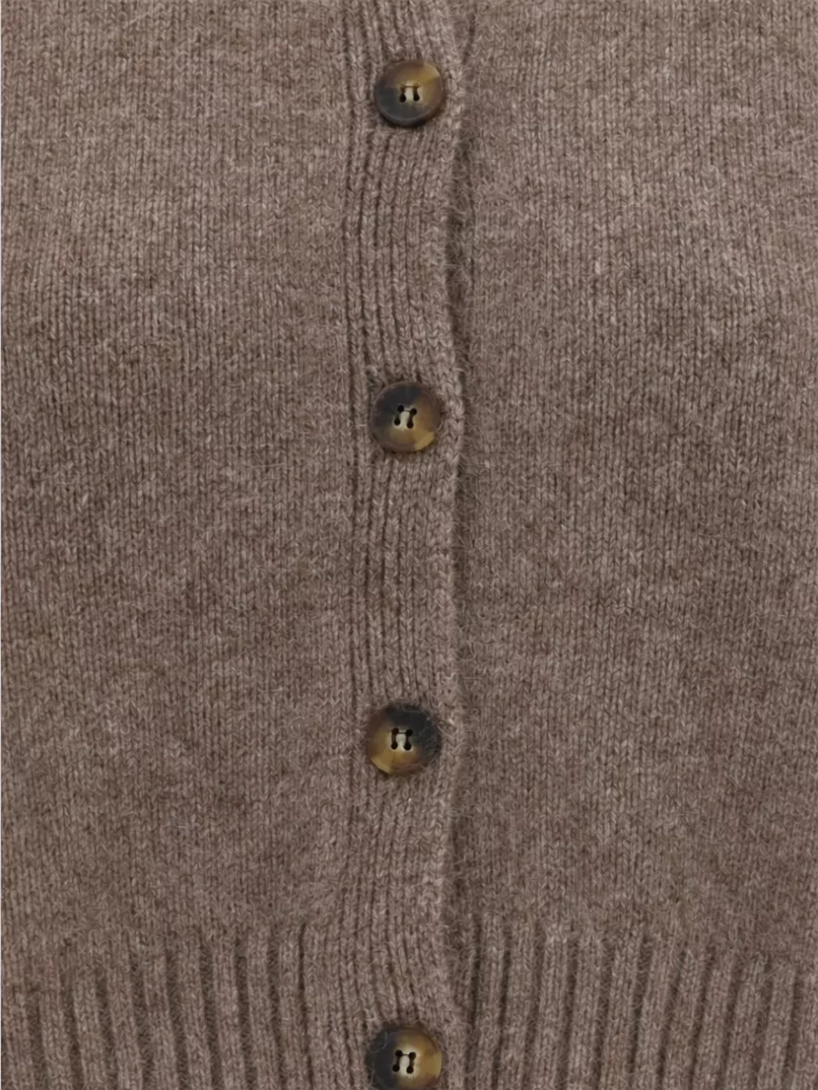 Loulou Studio Fine-Knit Wool-Blend Crew-Neck Cardigan