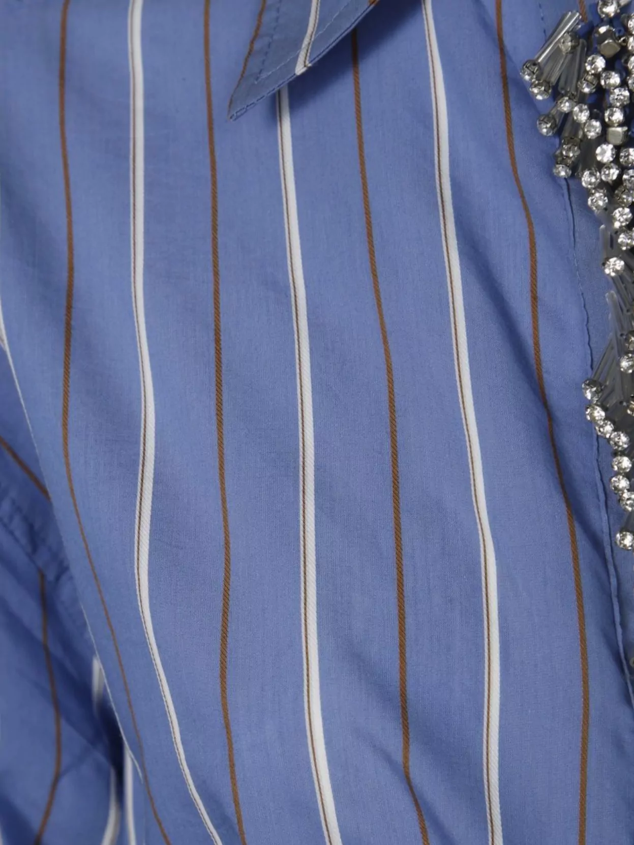 Pinko Striped Collared Embellished Long Sleeves Top