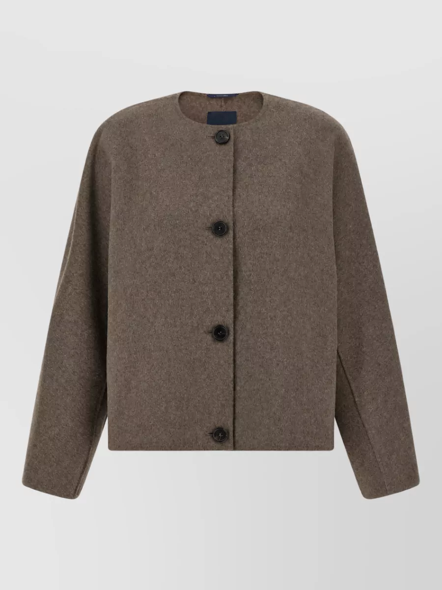 S Max Mara wool cropped boxy crewneck coat