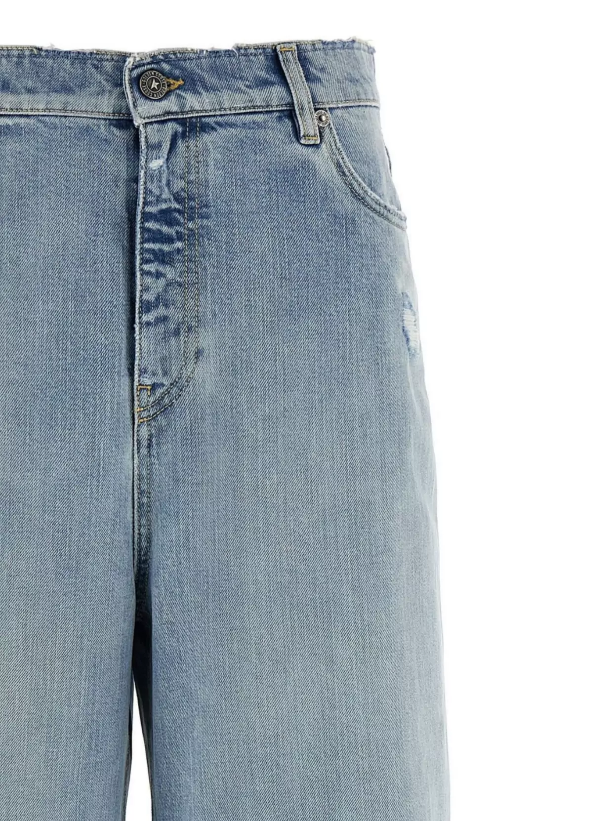 Golden Goose Distressed Denim Trousers Frayed Hem