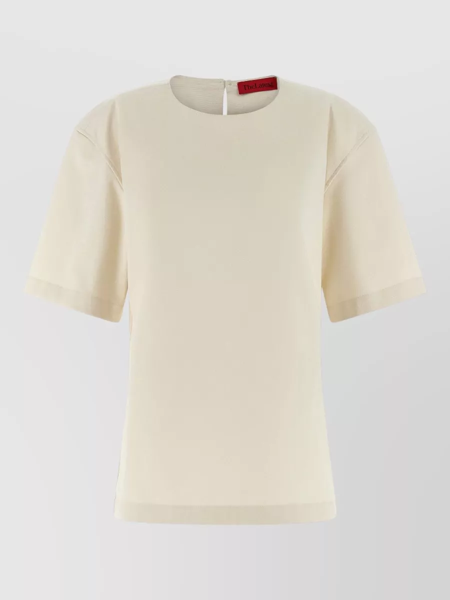 Thelatest Cotton cutout short-sleeve blouse