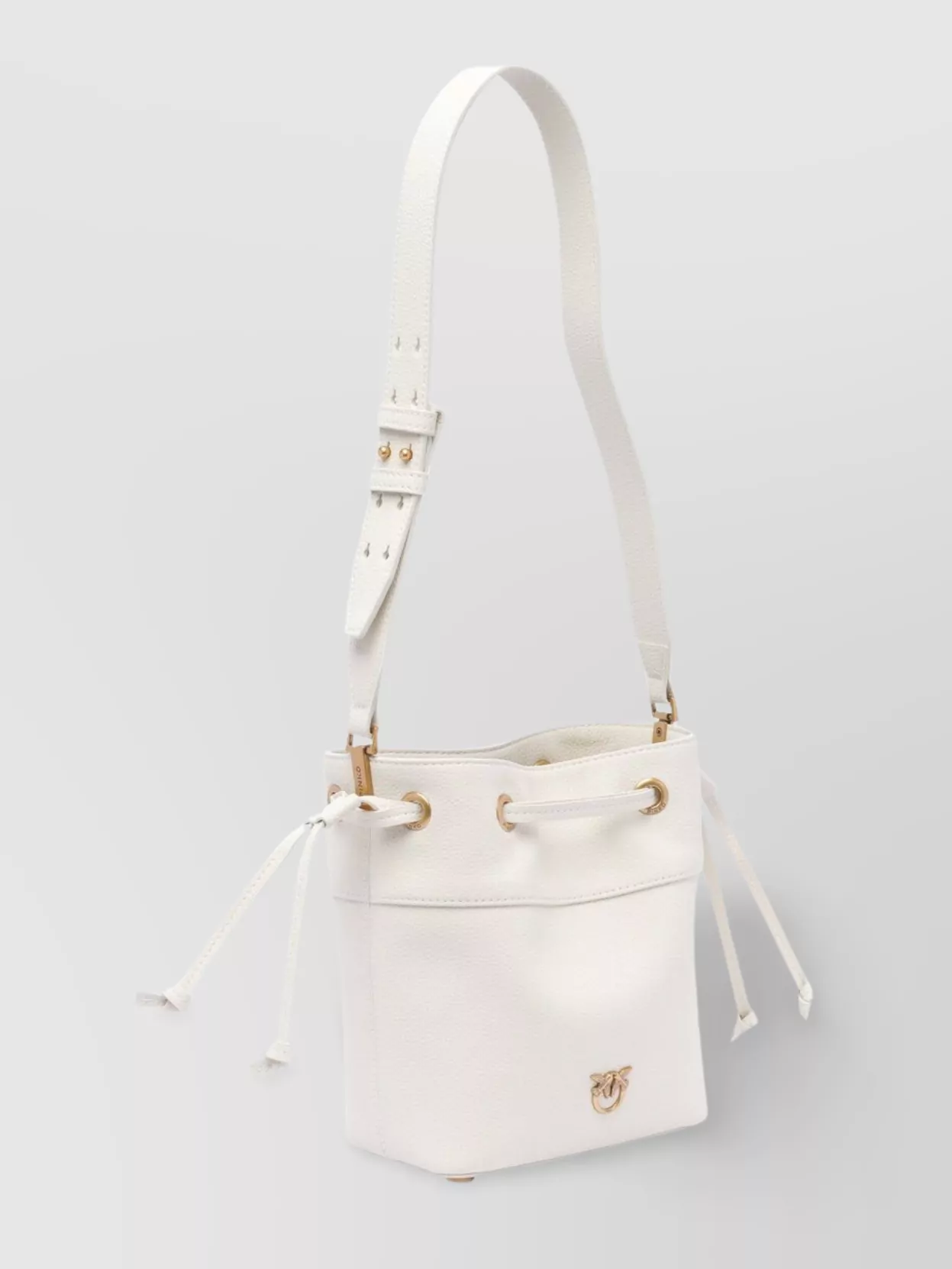 Pinko Buckle Textured Shoulder Bag Gold Hardware