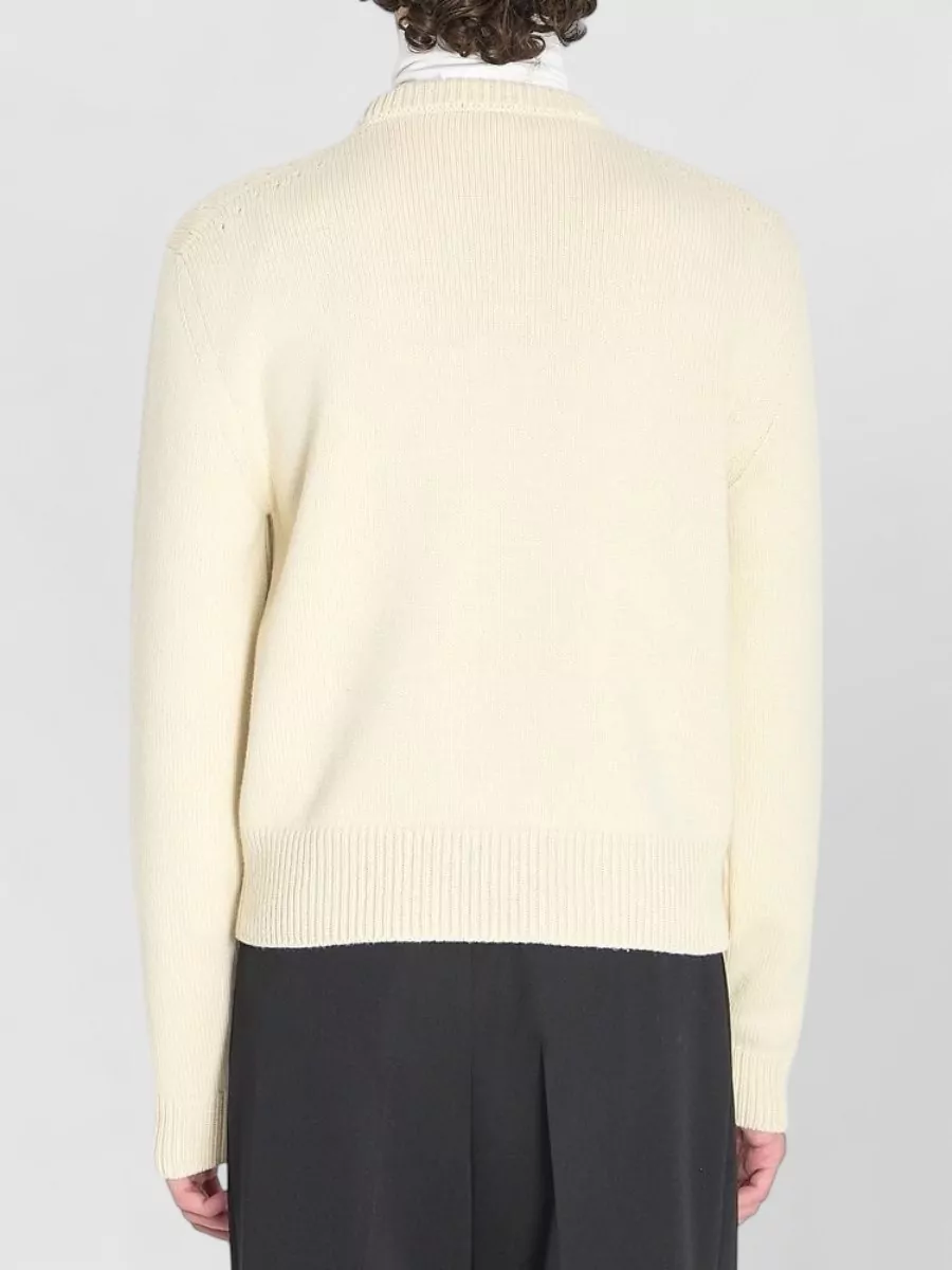 Celine Cashmere Logo-Print Ribbed Crew-Neck Sweater