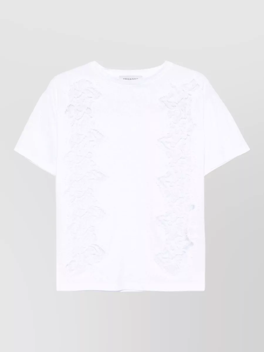 Ermanno Firenze Cotton Semi-Sheer Panel Short-Sleeve T-Shirt