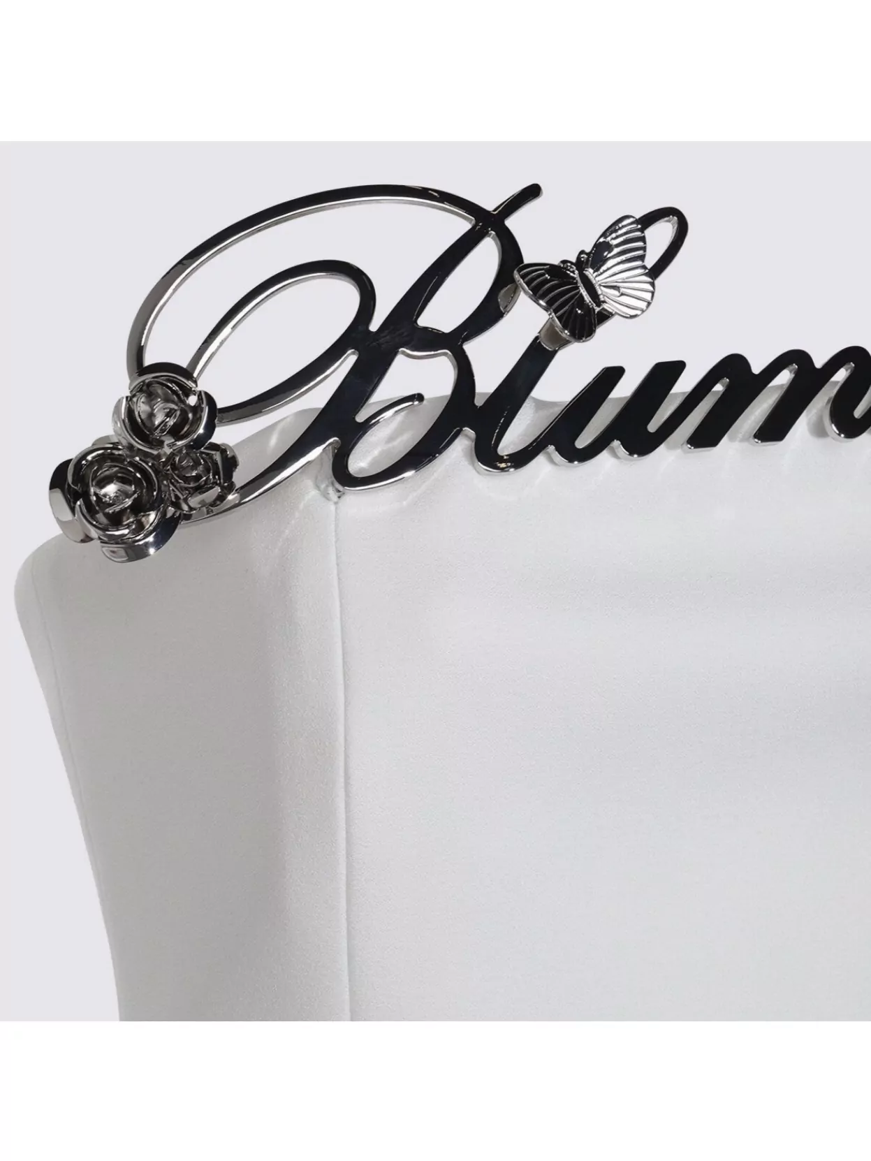 Blumarine Strapless Metallic Embellished Fitted Knee Length Dress In White