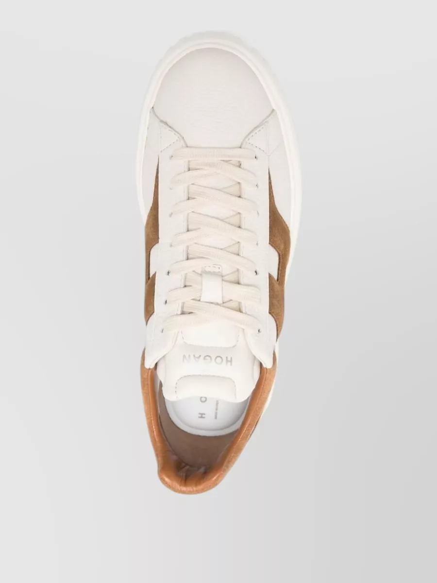 Hogan H Stripe Leather Sneakers Round Toe Sole