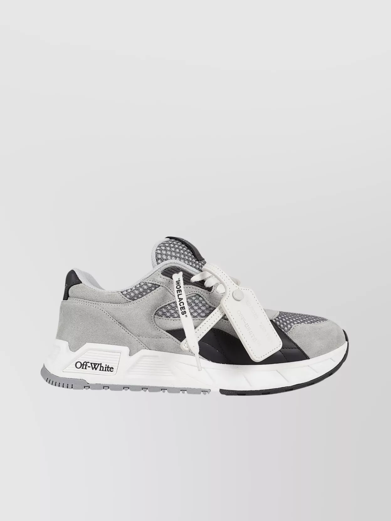 Shop Off-white Chunky Sole Sneakers With Mesh And Suede
