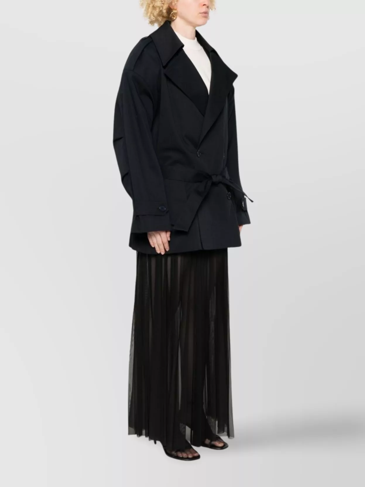 The Frankie Shop Belted Oversized Cotton Trench Coat
