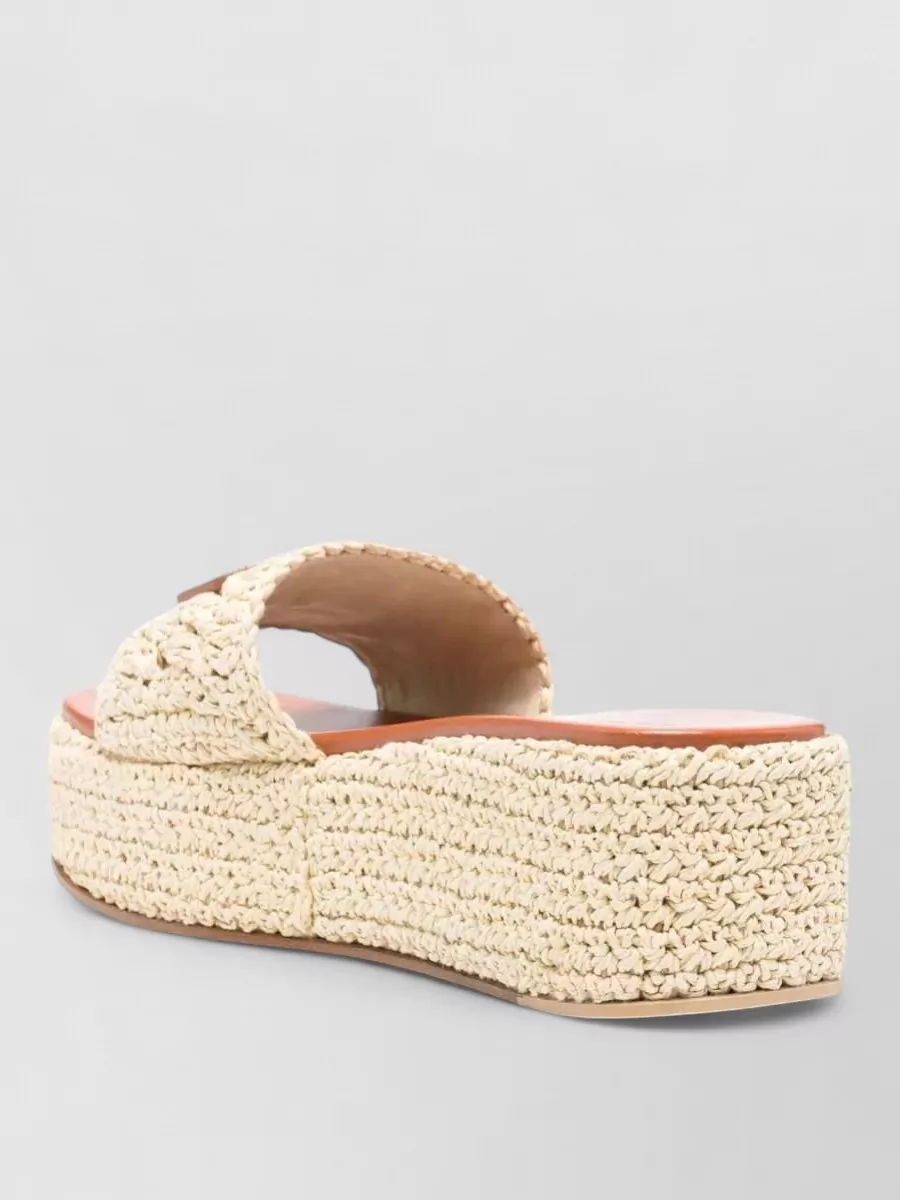 Versace Platform Fabric Mules Open Toe Braid